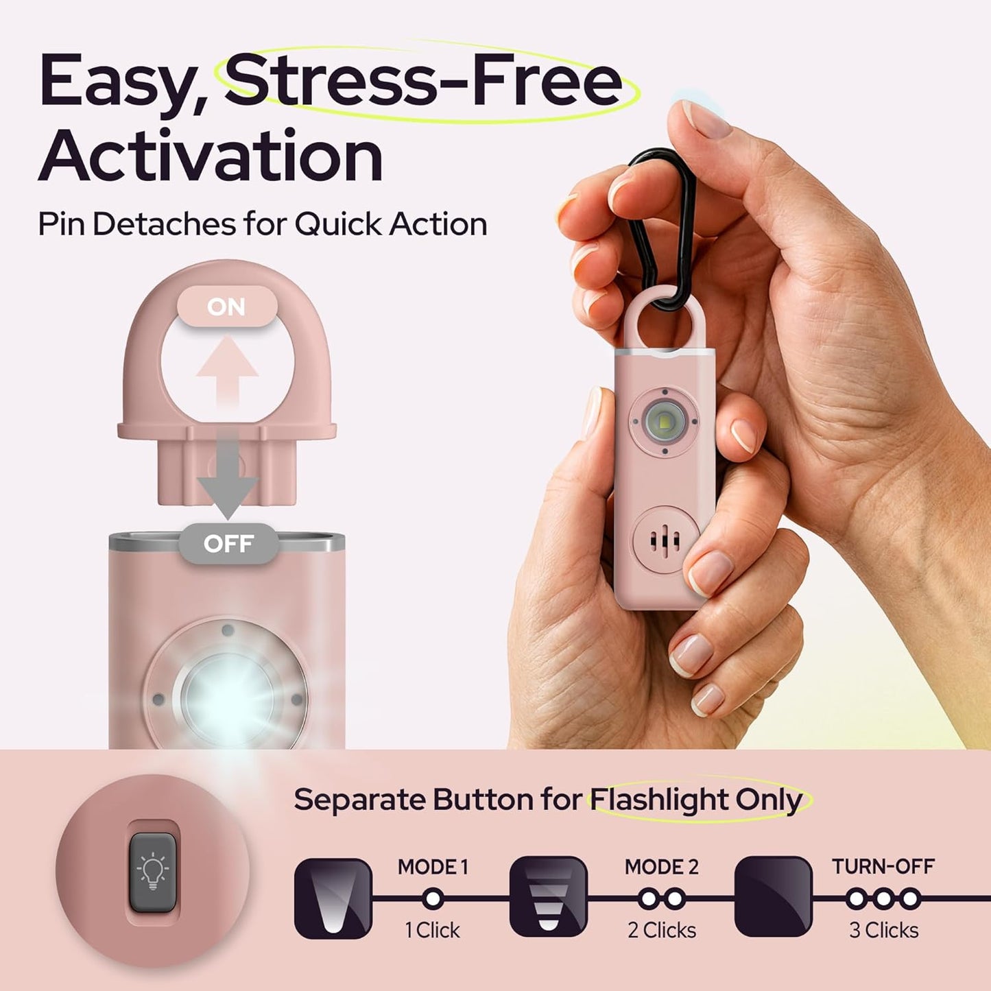 Personal Safety Alarm for Women Protection – 130dB Loud Panic Siren Rechargeable Keychain