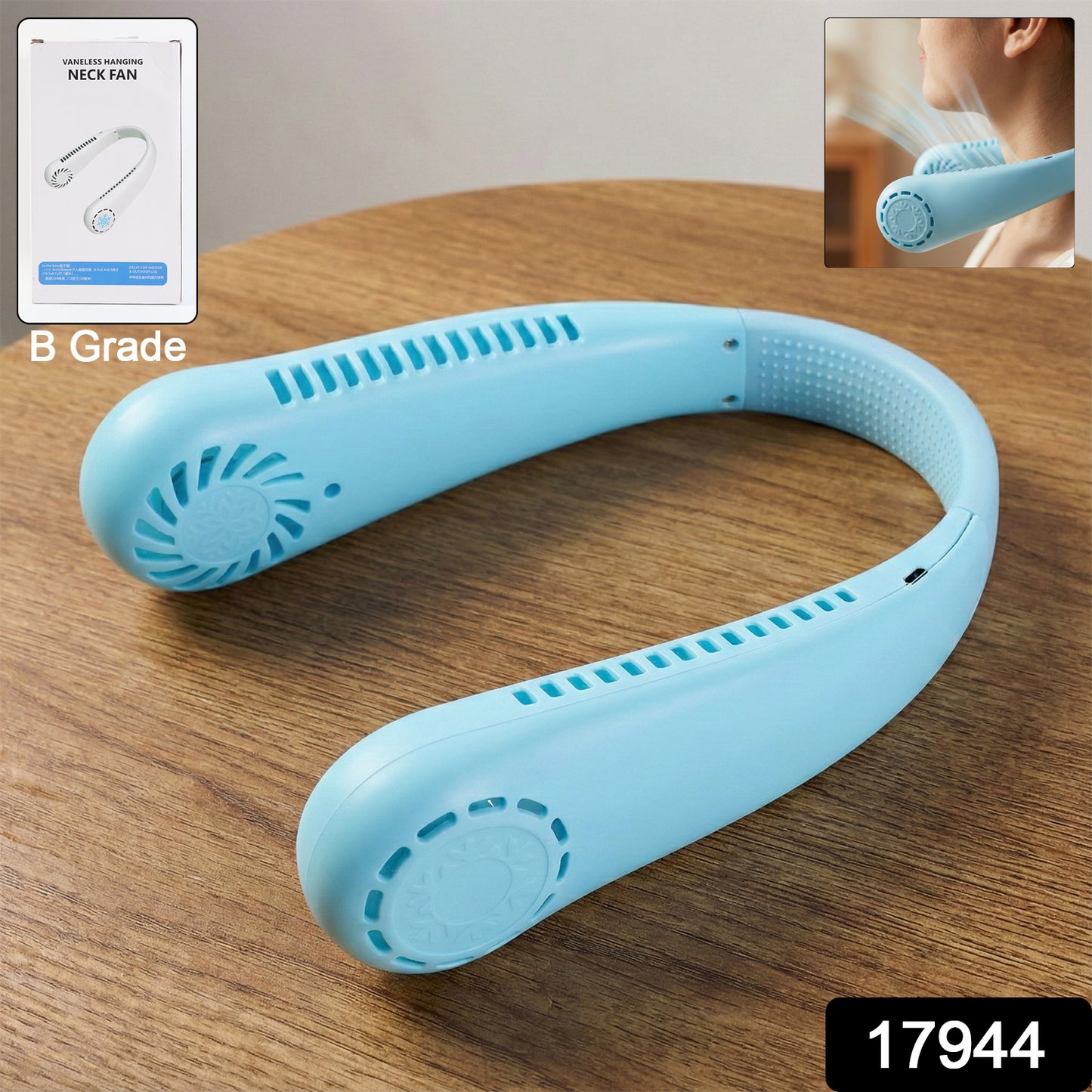 B Grade Rechargeable Hanging Neck Fan (1 Pc)
